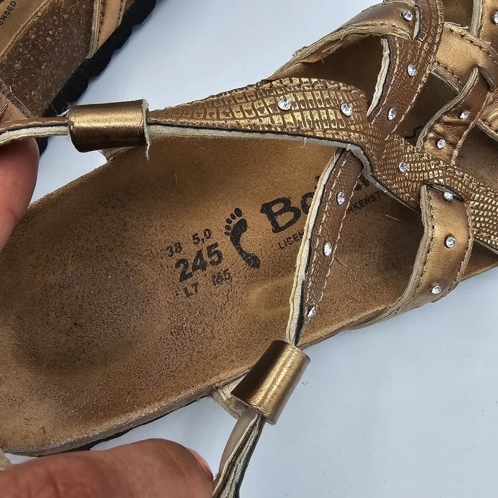 Birkenstock Betula Crisscross God Bronze Sandals Rhinestone Size 7 - 38 - Picture 6 of 7